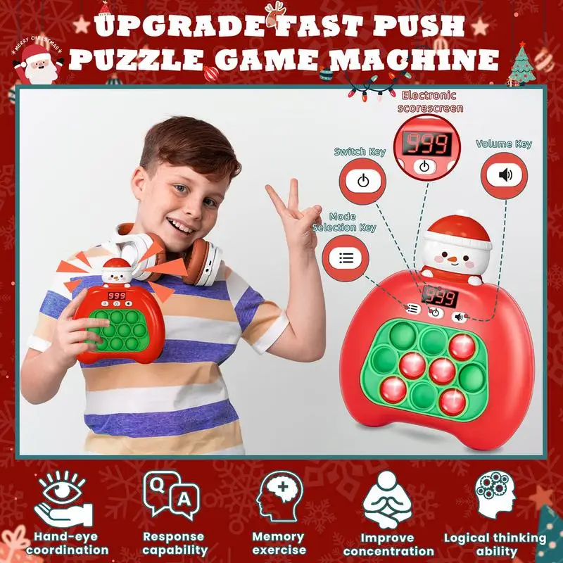 Whack Mole Game Quick Push Bubbels Kerstspel Draagbare Handheld Anti Stress Speelgoed Whack Mole Mini Fidget Speelgoedspel Voor Kinderen