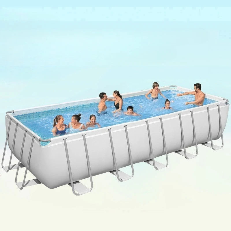 640x270x130 cm Extra-large Rectangular Frame Pool for Home Outdoor Use, Suitable for 8–10 People, Includes Ladder and Cover