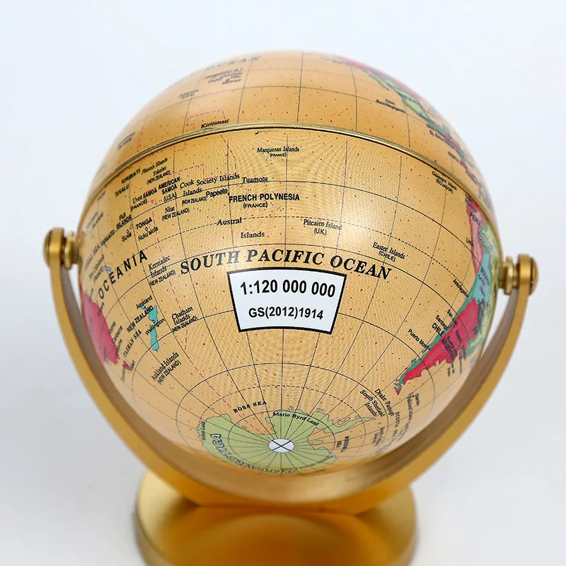 10.6/14.2/20/25cm Gold Frame Universal Globe Retro Blue White Geography Textbook For English Teaching Of World Universal Ball