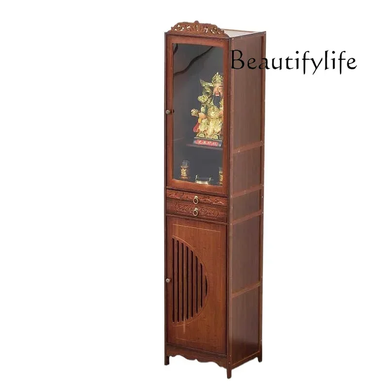 

FG28Medieval style solid wood shrine offering table incense case home Bodhisattva Buddha statue cabinet