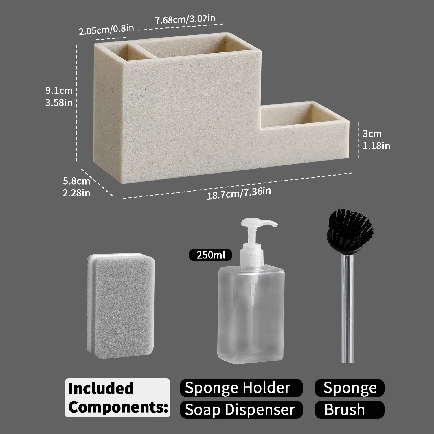 Sponge Holder for Kitchen Sink Organizer Sponge Organzier torage with Brush Holder soap Dispenser Storage Kitchen Accessories