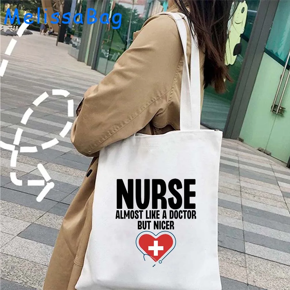 Bolso de mano con estampado divertido para mujer, bolsa de lona de gran capacidad para enfermera, médico, medicina paramédica, bolso de hombro