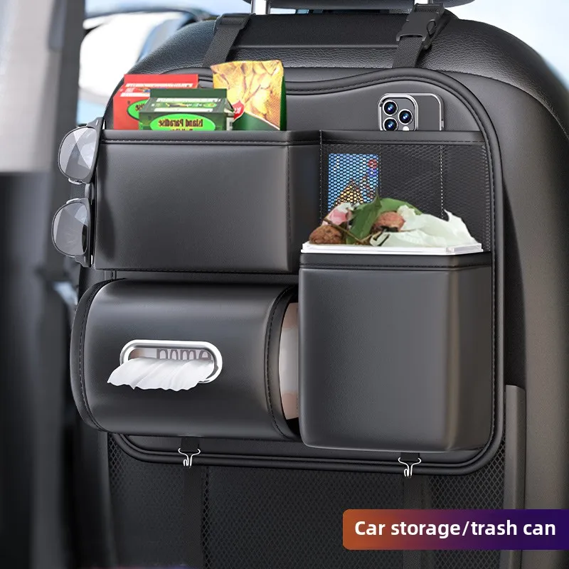 

Car trash can, tissue box, two-in-one multi-functional rear storage box, car seat back storage hanging bag