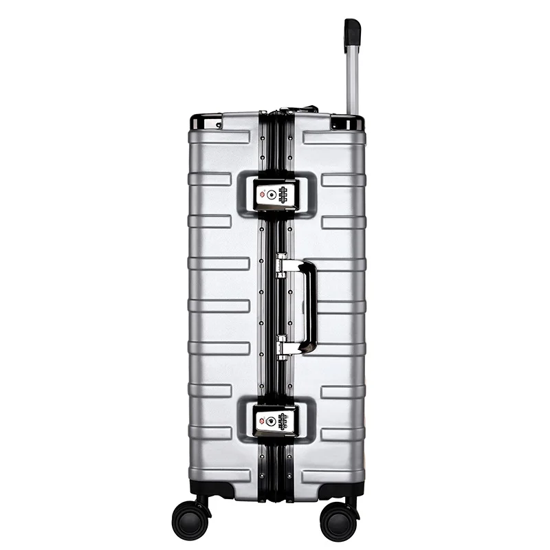 Reisekoffer auf Rollen, Aluminiumrahmen, Business-Rollgepäckkoffer, Zahlenschloss, leichtes Gepäck, ABS + PC-Reisetaschen