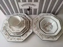British Classic European Octagonal Ribbon Series Beef Plate Salad Bowl Coffee Cup Dish Tableware