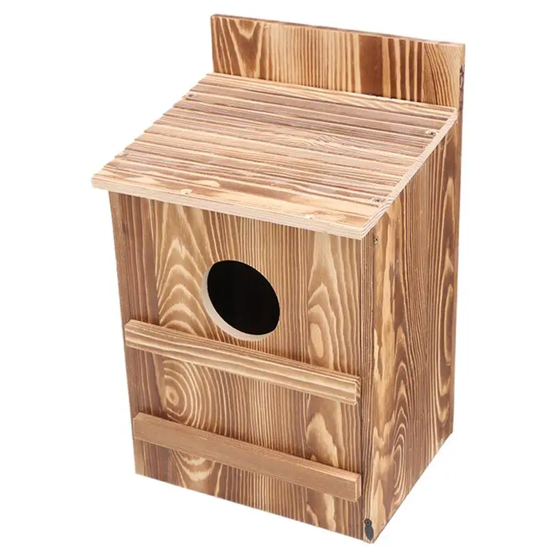 

Owl Nest Box Wooden Owl Box Birdhouse Circular Opening Easy Assembly Large Birdhouse For Kestrels Birds Includes Mounting Screws