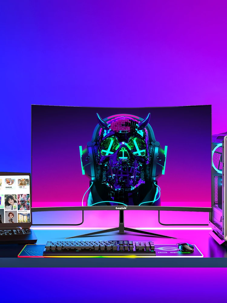 Gawfolk 32-Zoll-gebogener Gaming-Monitor 240 Hz, PC-Bildschirm Full HD 1080P, rahmenlos 1800R Computerbildschirm mit FreeSync Und