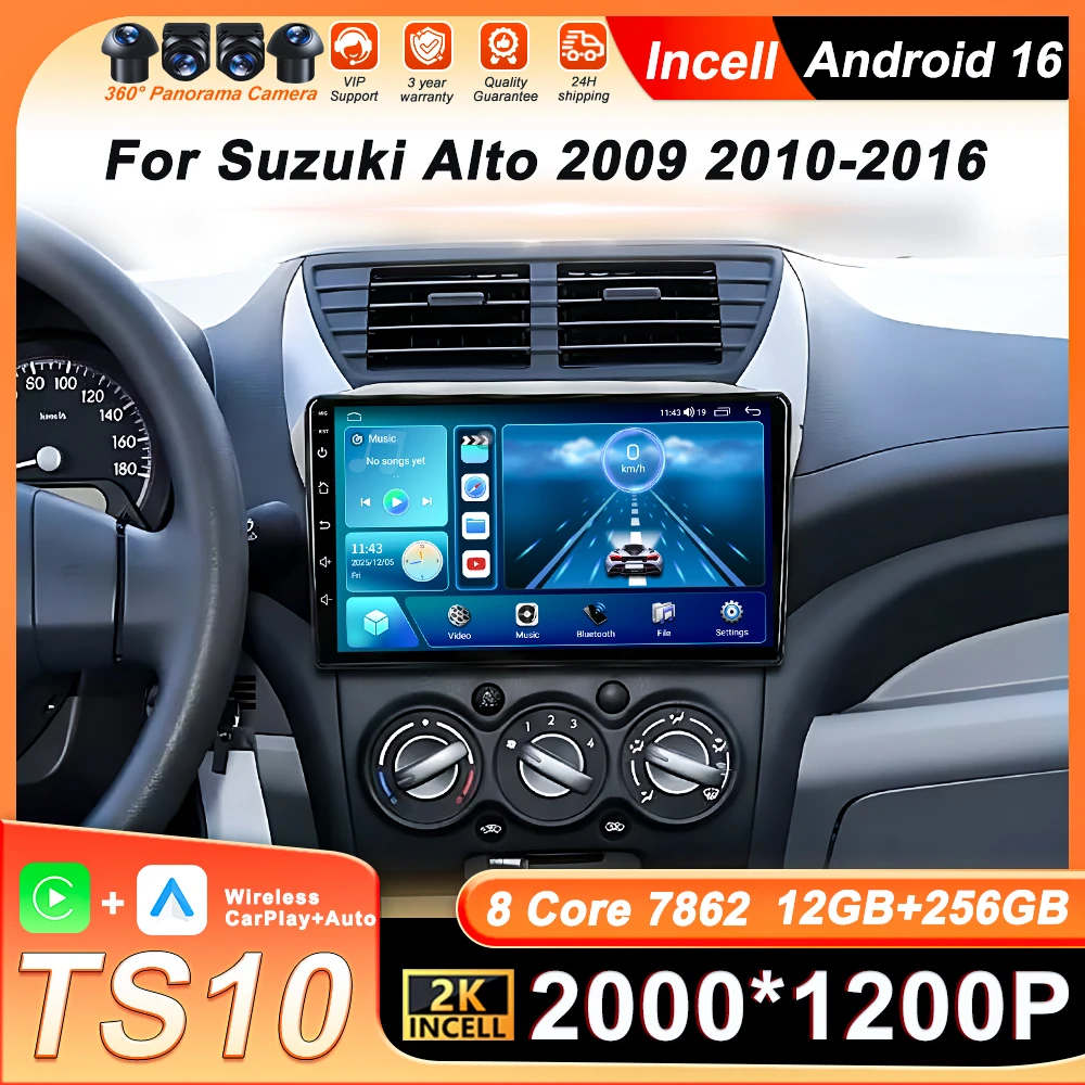 

Wieless Carplay Android Auto For Suzuki Alto 2009 2010 2011 2012 2013 2014 2015 2016 GPS Navigation Car Radio Player 5G Wifi BT