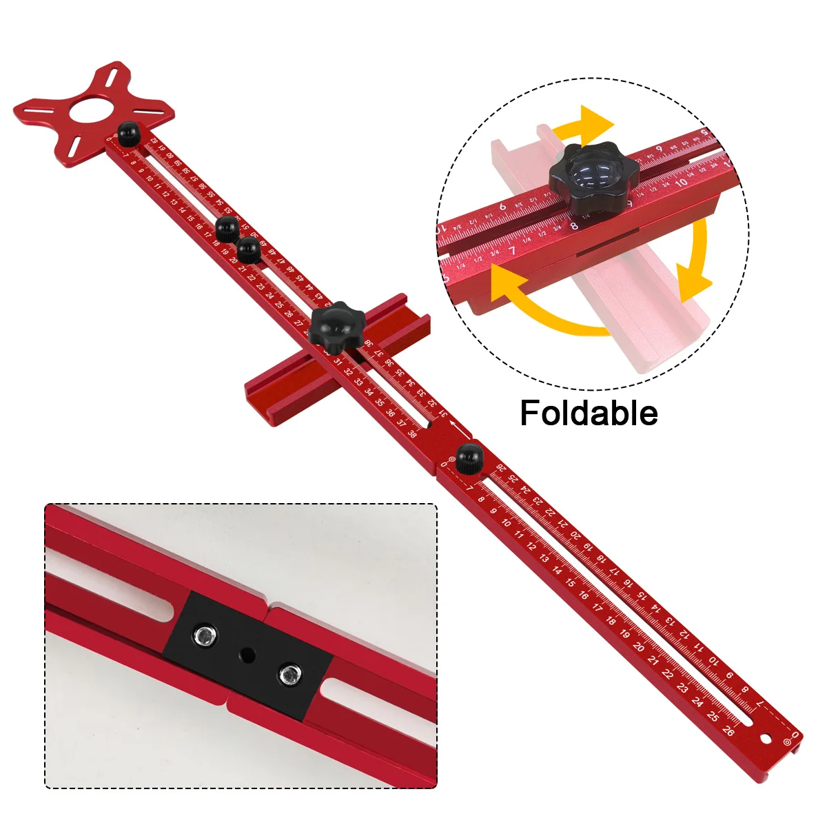 Extended 3 in 1 Router Milling Groove Bracket,9-61cm Radius Router Circle Cutting Jig,Aluminum Cabinet Hardware Jig for Woodwork