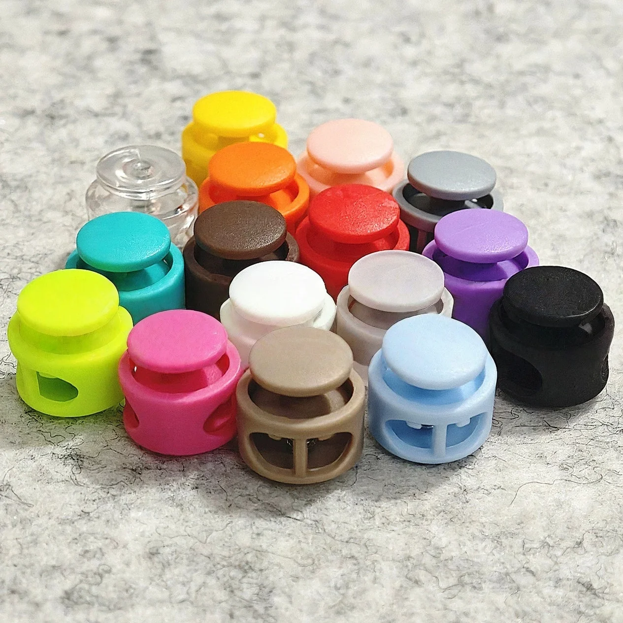 20 Stück Bunte Federkordelstopper Schnürsenkelclips Kunststoff-Seilstopper Mehrzweck-Klemmen für Rucksack Schnürsenkel Seilklemmen – Detail 7