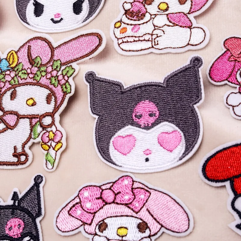 Fashion Trend Sanrio Kuromis Delicate Anime Melodies Embroidery Cartoon Clothing Thermal Stickers Patch on Clothes DIY Garment