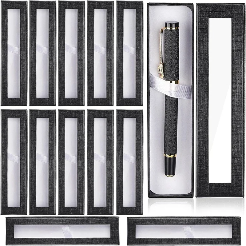 Empty Pen Gift Box With Clear Lid, Cardboard Pen Case, Pen Packaging Box For Pencil Ballpoint Fountain Pen Jewelry