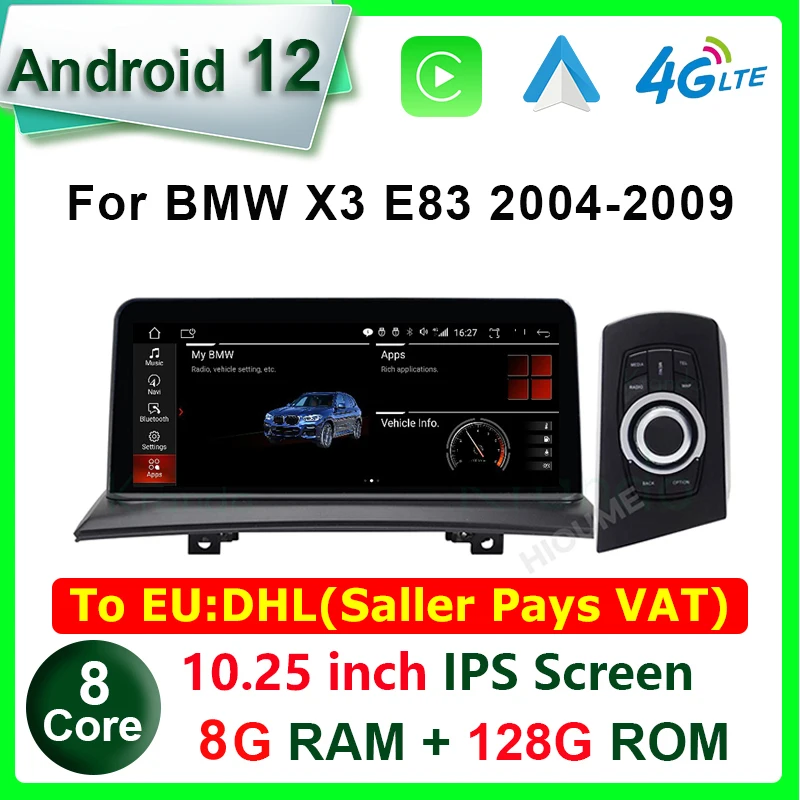 

10.25 inch 8+128G Android 12 Car Multimedia Player GPS Navigation For BMW X3 E83 2004 - 2009 Radio Stereo CarPlay Android Auto