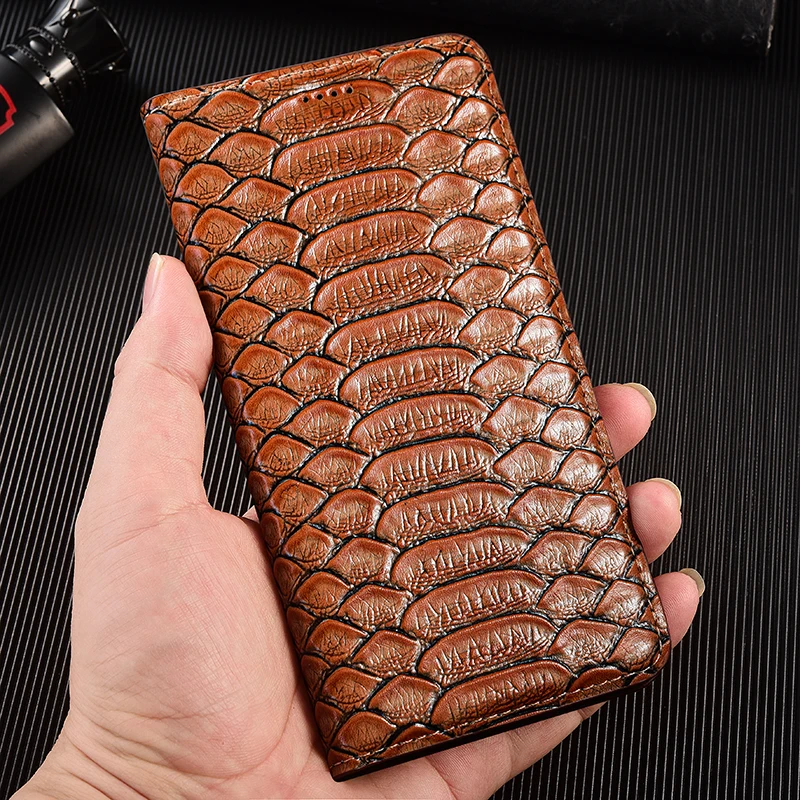 Python Genuine Leather Flip Case For Xiaomi Poco X3 X4 X5 X6 X7 F5 F6 F7 M3 M4 M5 M5S M6 M7 Plus Pro Ultra Phone Cover Cases
