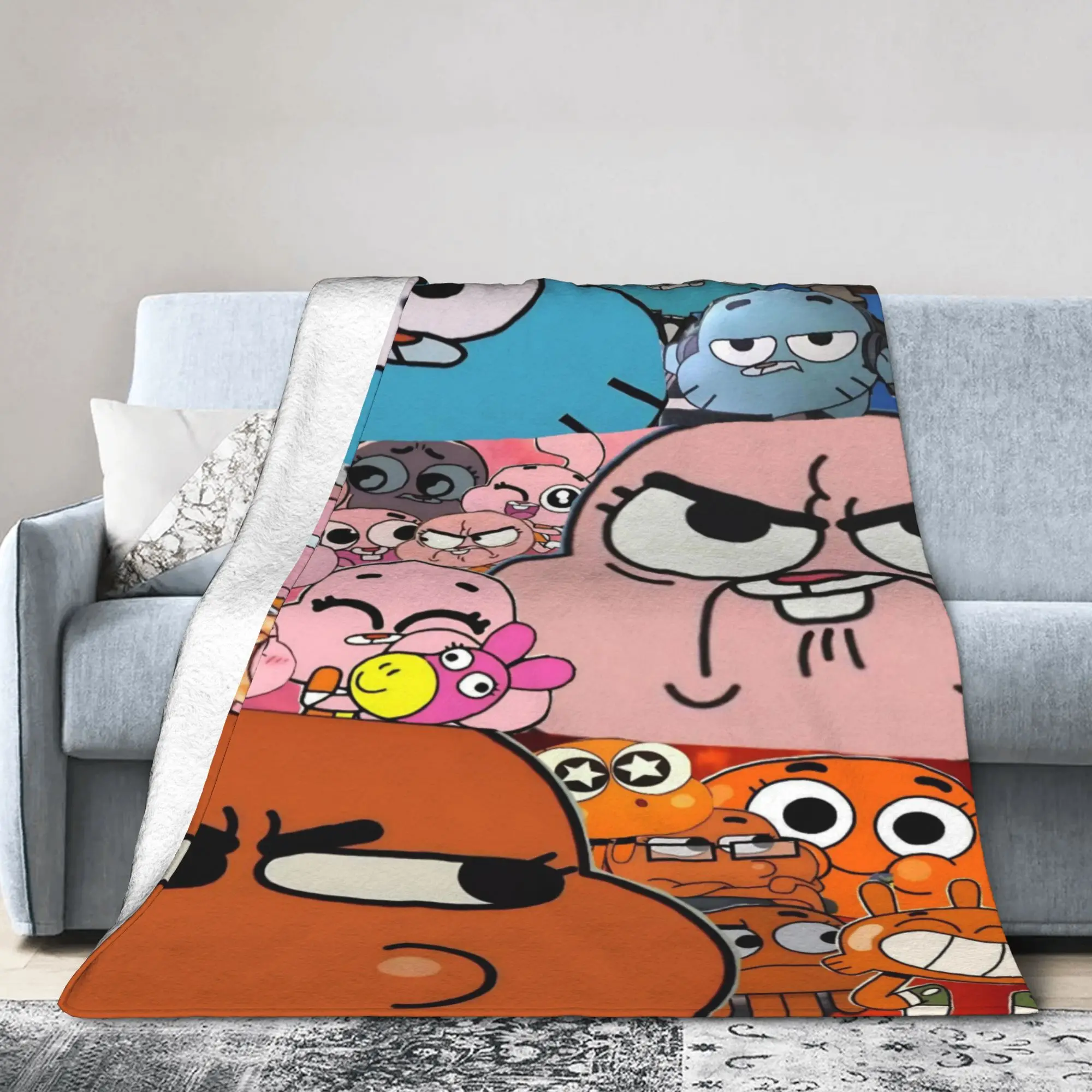Anaise Gum Ball Darwins Fleece Blanket Amazing World Of Gum Ball Creative Throw Blanket for Home Hotel Sofa  150*125cm Quilt