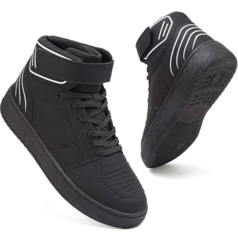 

ziitop Motorcycle Boots for Men High Top Riding Shoes with Ankle Strap Lace Up Moto Sneakers