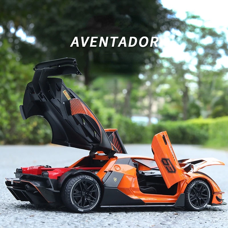 1:24 Lambos SCV12 Alloy Sports Car Model Diecasts & Toy Vehicles Simulation Sound And Light Pull Back Collection Toys Kids Gifts