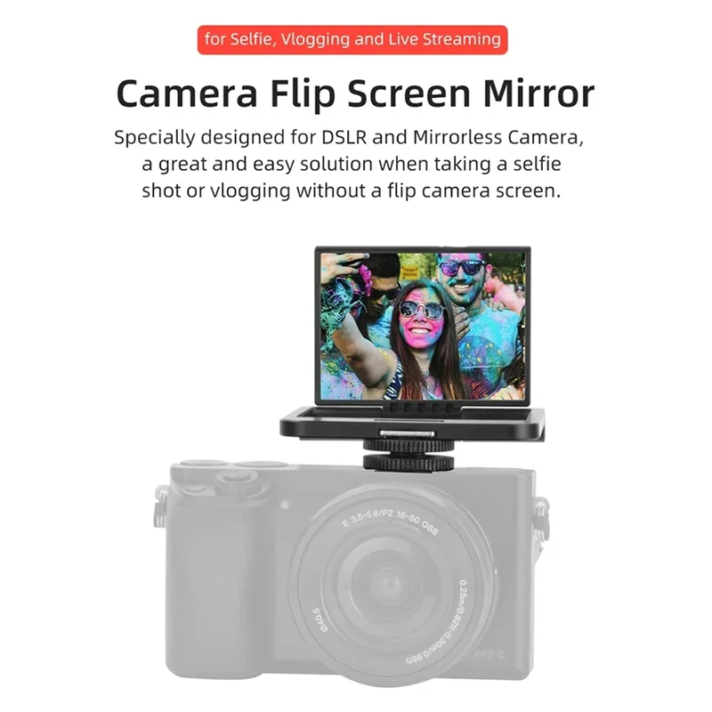 B29C-Camera Flip Mirror Camera Selfie Flip Mirror For Sony, Canon, Panasonic, Nikon Cold Shoe Gimbal