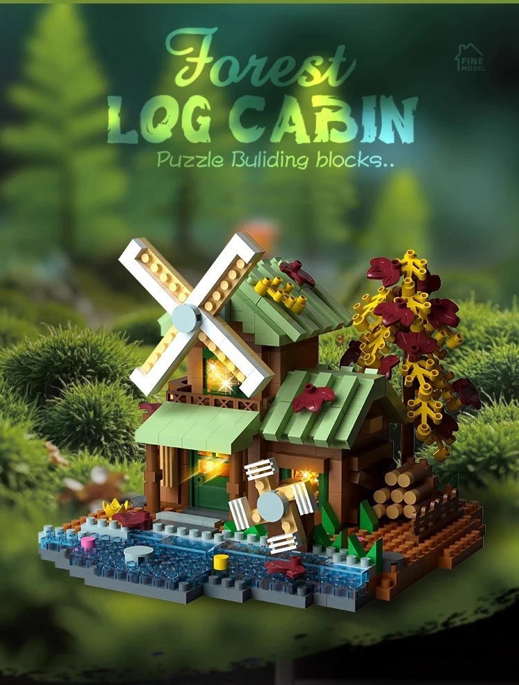 Bloc de construction de maison d'arbre de forêt, cabine à monter soi-même, assemblage d'architecture en bois, Puzzle, modèle de brique, décoration de la maison, cadeaux de noël et d'anniversaire pour enfants