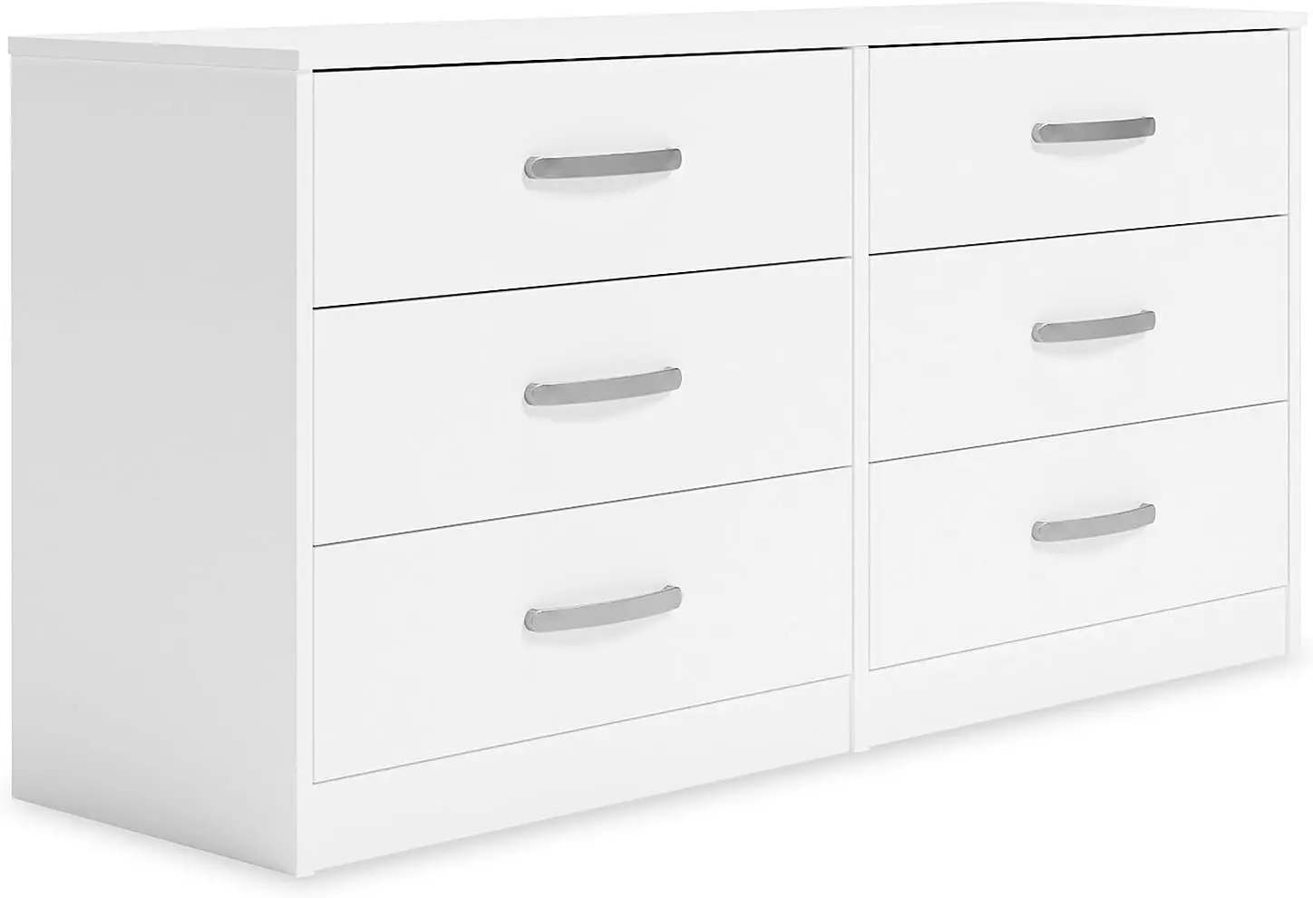 Flannia Modern 6 Drawer Dresser with Ball-bearing Construction and Safety Stop, White