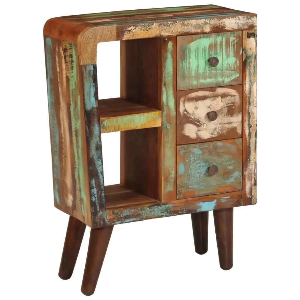 Aparador de madera maciza recuperada 21,7x11,8x31,5 - Gabinete de almacenamiento rústico para salón