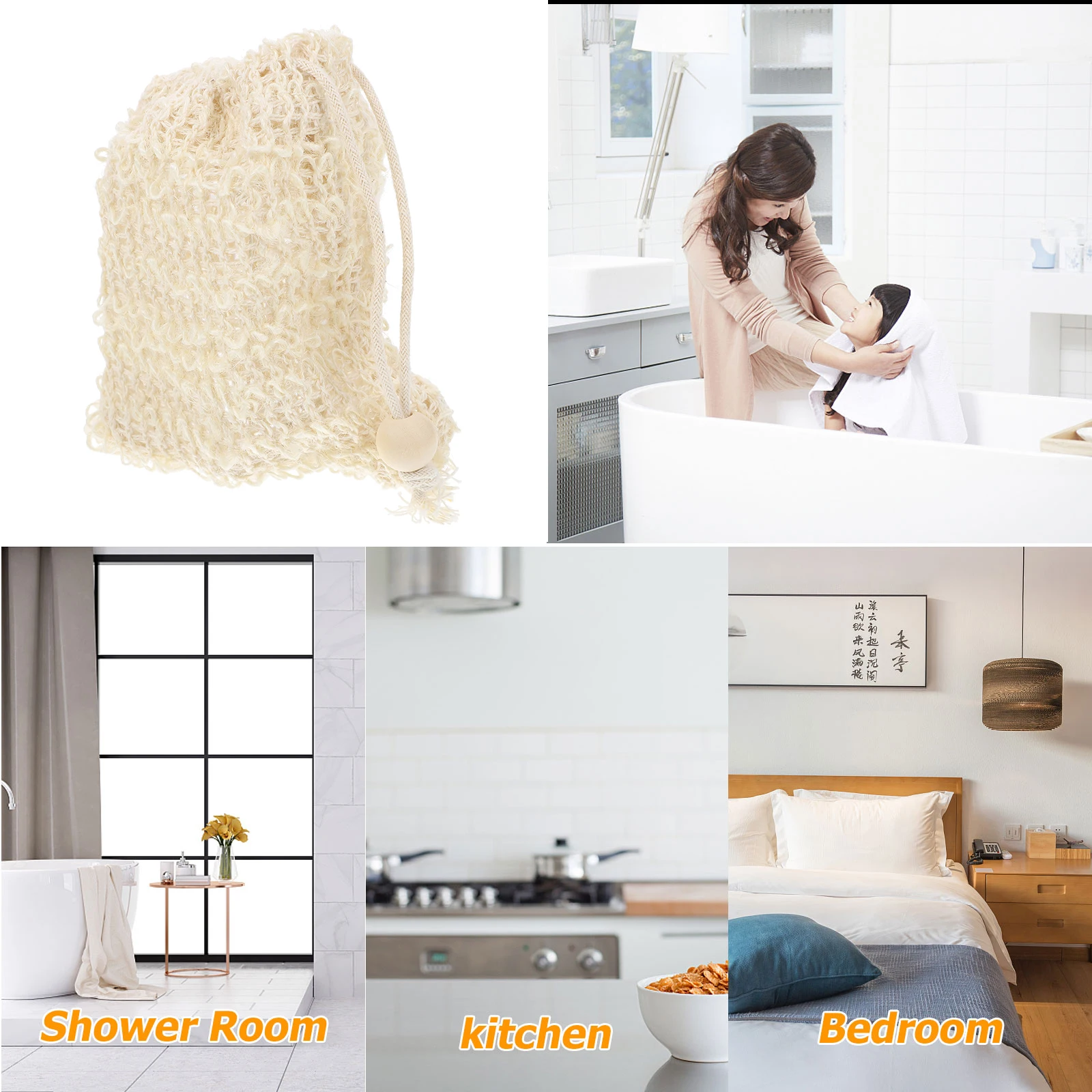 

4 Pcs Cotton Linen Soap Pouch Net Saver Exfoliating Shower Body