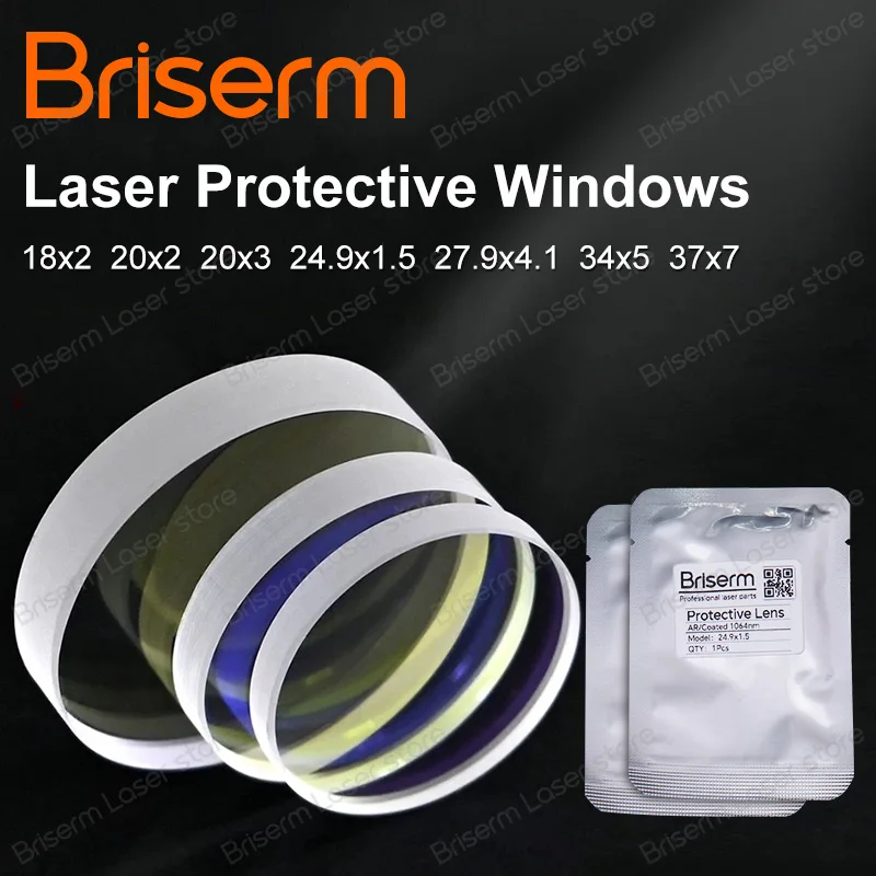 

Briserm Fiber Laser Lens 27.9x4.1 34x5 37x7 Laser Protective Lens Raytools Boci Bodor Laser Head Protective Windows