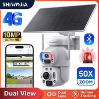 SHIWOJIA Solar Camera 4G Sim 5K 10MP 50X Optical Zoom Dual Lens Recording Humanoid Tracking Outdoor Security Camera Metal Ubox