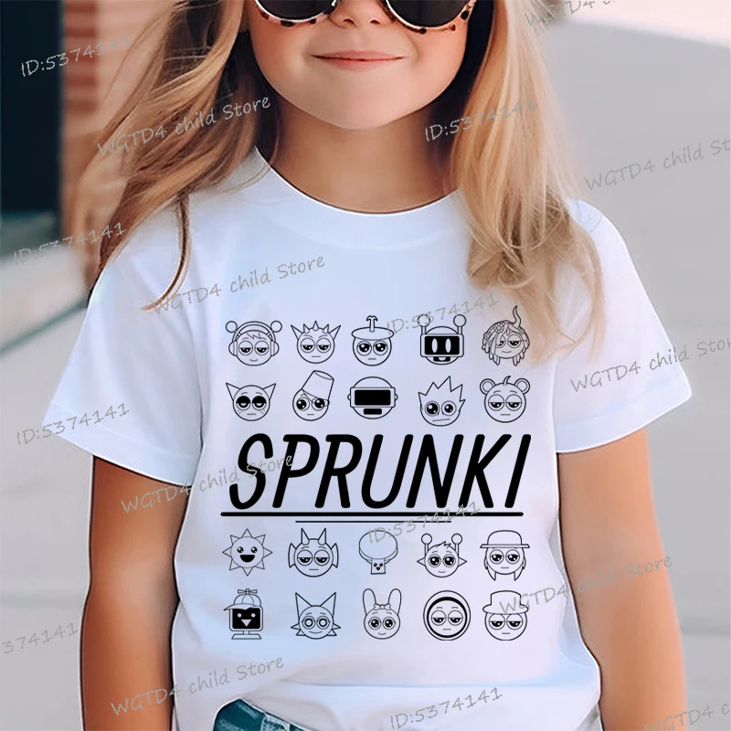 مضحك Sprunki الاطفال تي شيرت Incredibox لعبة الصيف بلايز مضيئة قصيرة الأكمام بلايز الكرتون Sprunki الشارع الشهير بنين بنات تيز