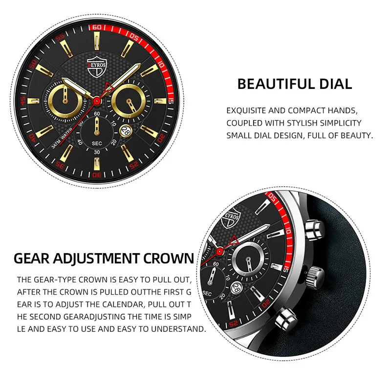 2022 New Fashion Watch For Men High Leather Quartz Wristwatch Men's Casual Business Calendar Luminous Clock horloges mannen