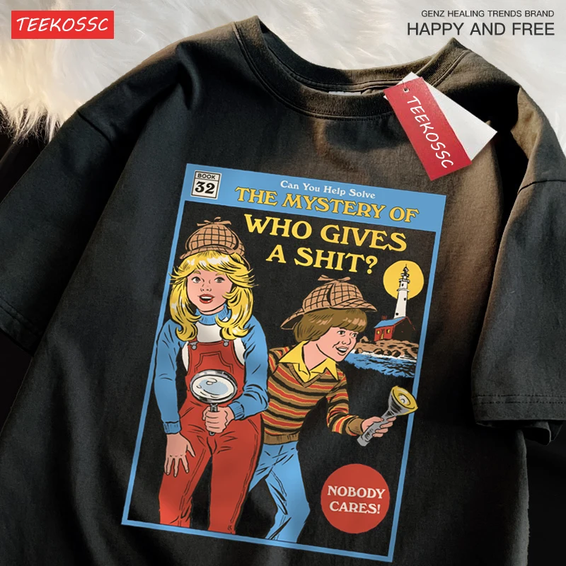 Can You Help Solve The Mystery Of Who Gives A Shit T Shirts Male Cotton Tee Clothes Hip Hop Oversized T Shirts Casual Loose Tops image 2