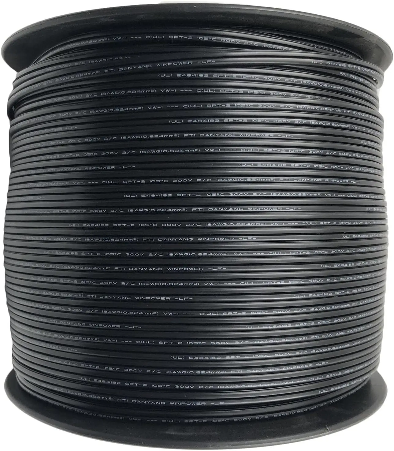 SPT-2 18/2 Low Voltage Landscape Lighting Copper Wire - 1000 Feet Black 18 Gauge Wire 2-Conductor - UL Listed 18/2 Wire Electric