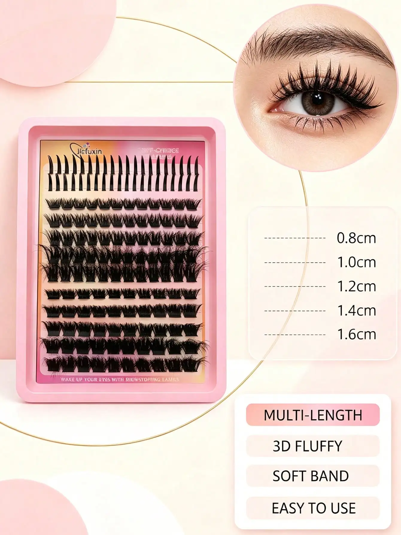 12 Reihen gemischte DIY-Wimpernbüschel mit spitzer Spitze, 3D-Kunstnerzwimpern, weiche, feine Einzelwimpern, wiederverwendbar, leicht, natürliches Augen-Make-up – Detail 3