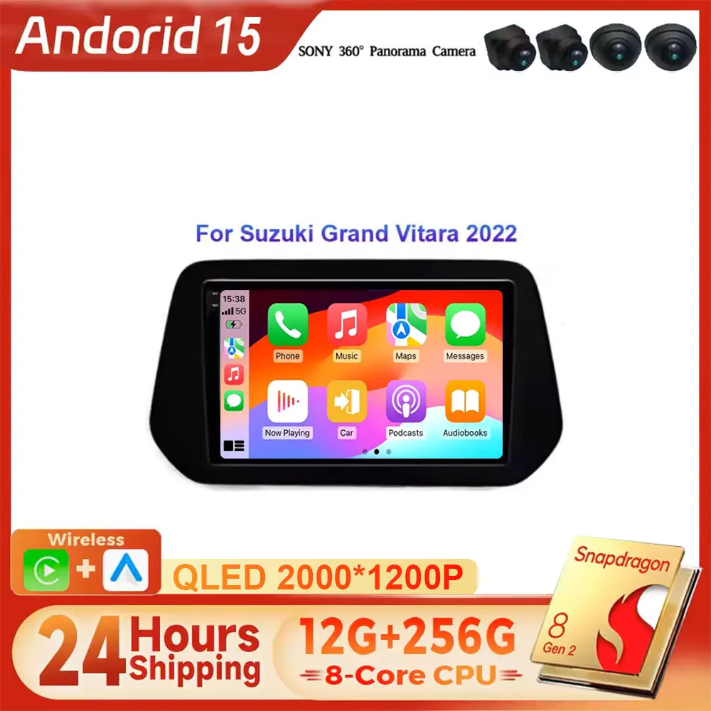 Car Radio Android 16 9inch For Suzuki Grand Vitara 2022 Multimedia Video Player Navigation GPS 360 Camera 4G+WIFI BT Auto Wirele