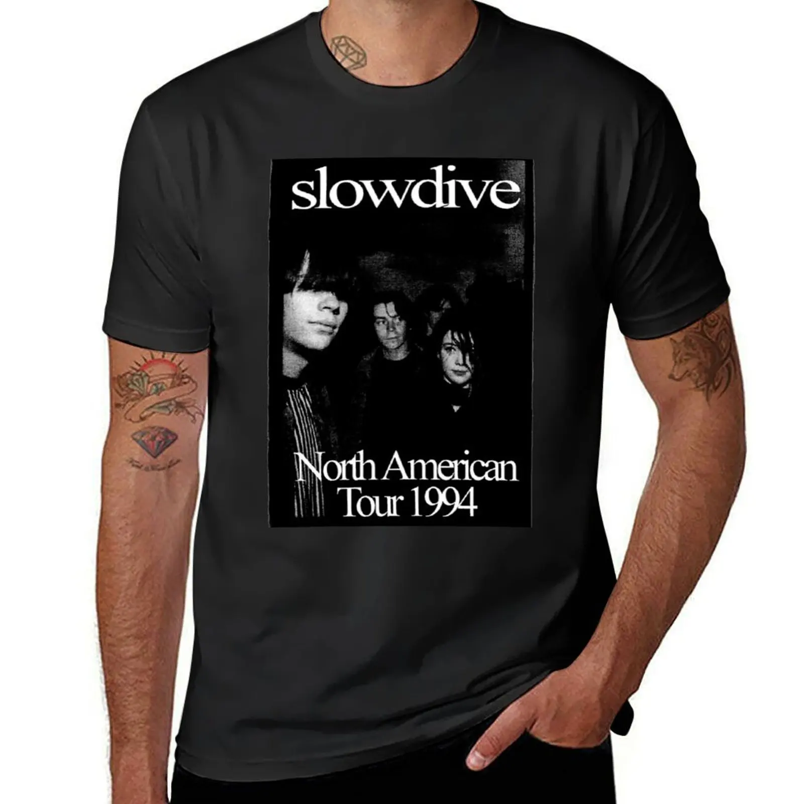 Slowdive North American Tour 1994 Poster T-Shirt tops aesthetic clothes animal prinfor boys mens graphic t-shirts funny