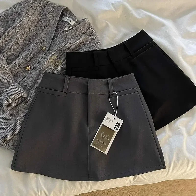 Streetwear Black Mini Skirt Women Fashion Preppy Sexy Gyaru Hip Wrap Skirts Summer Elegant Korean High Waist A Line Faldas New