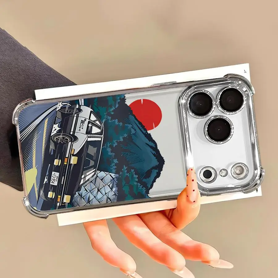 حافظة لهاتف ابل ايفون 16e 16 15 14 بلس 13 12 11 برو ماكس 17 غطاء شفاف أنيمي الأولي D Car #5