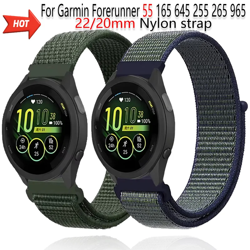 

22/20mm Nylon strap for Garmin Forerunner 55 165 645 255 265 965 Breathable Wristband Garmin Venu 3 Move Trend/Vivoactive 5 Belt