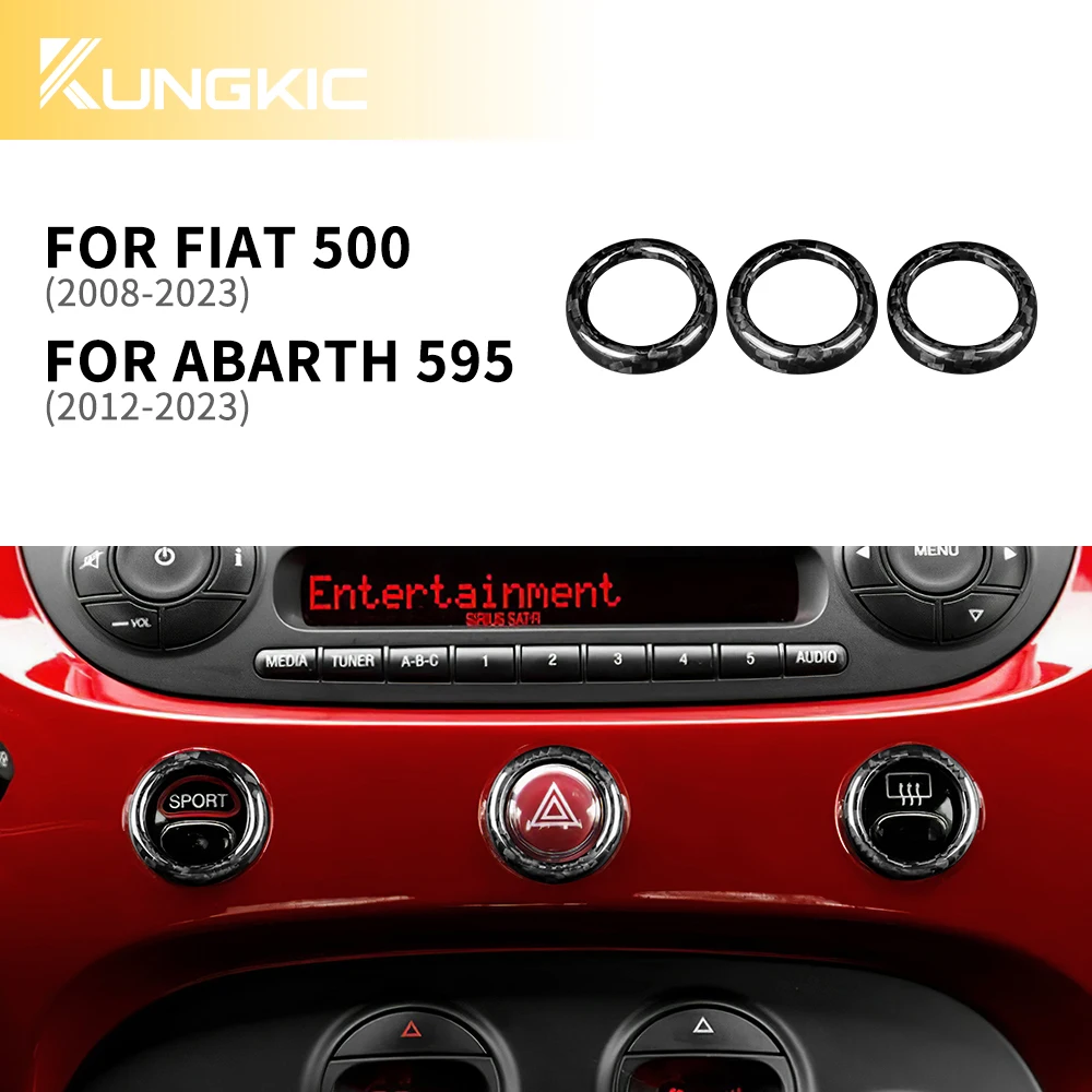 for Abarth 595 2012 2013 2014 2015 2016 2017 2018 2019 2020 2021 2022 2023 Turbo Ring Sticker Real Hard Carbon Fiber Cover