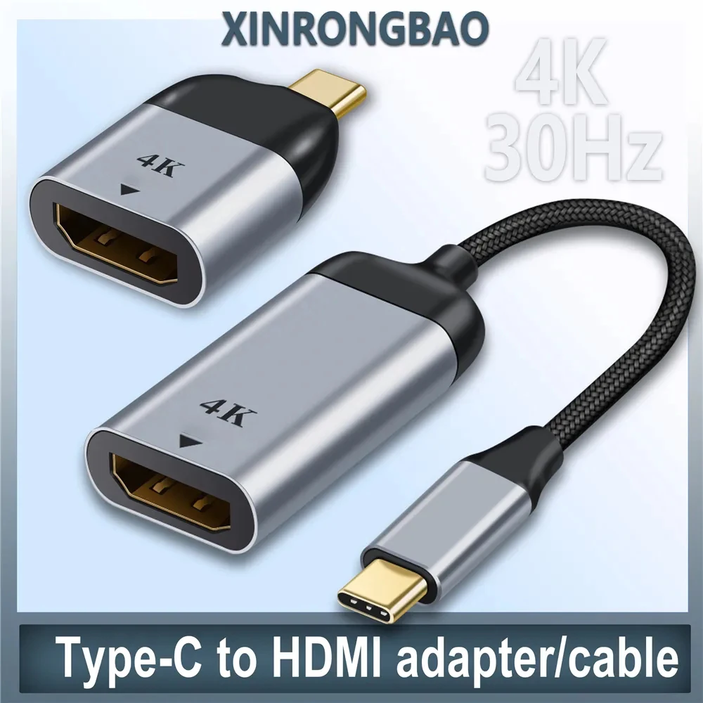 USB C to HDMI-compatible Adapter 4K@30hz HD Video Transmission Cable Type C for MacBook Samsung Galaxy Huawei P30 Type-C to HDMI