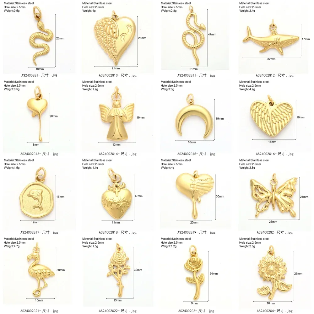 Bulk Stainless Steel Charms for Jewelry Making Ocean Animal Turtle Shell Conch Starfish DIY Pendant Golden Color Vintage Jewelry