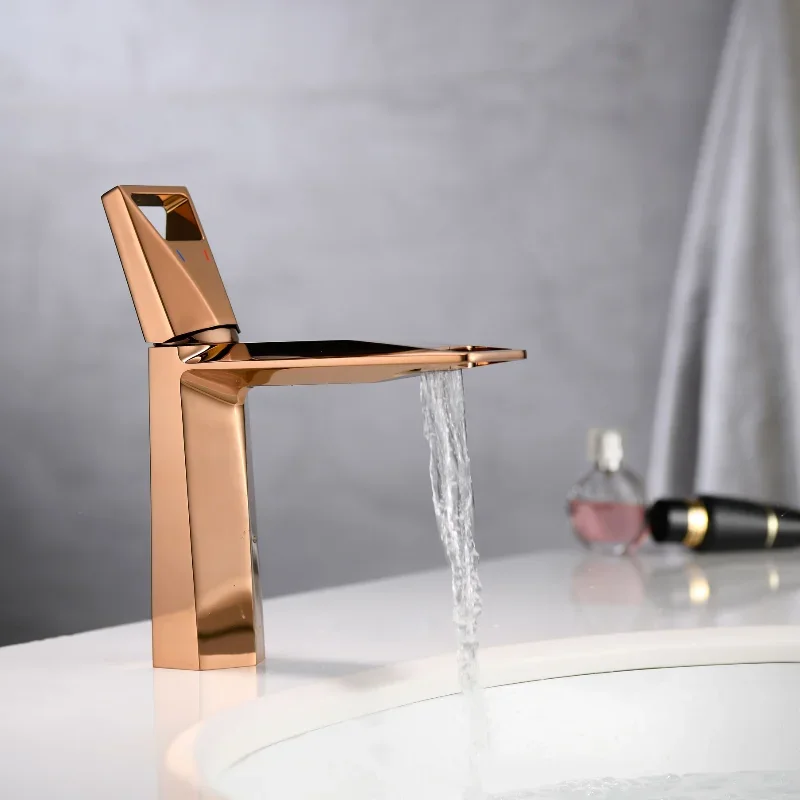 

Rose Gold Brass Bathroom Sink Faucet Deck Mounted Water Mixer Tap Chrome,Gunmetal,Gold