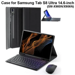 Case for Samsung Galaxy Tab S8 Ultra 14.6Inch,Bluetooth Keyboard Cover for Samsung Tab S8 Ultra SM-X900N X906N