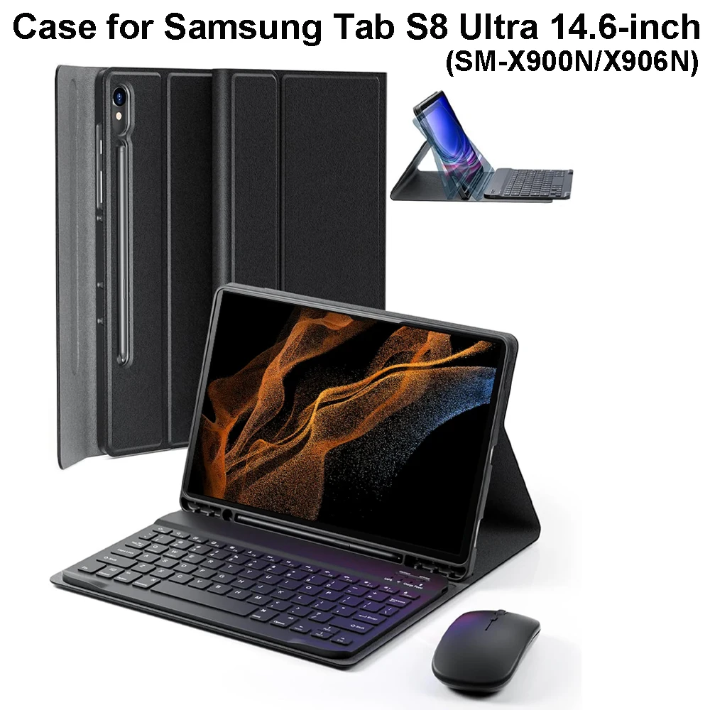 Case for Samsung Galaxy Tab S8 Ultra 14.6Inch,Bluetooth Keyboard Cover for Samsung Tab S8 Ultra SM-X900N X906N