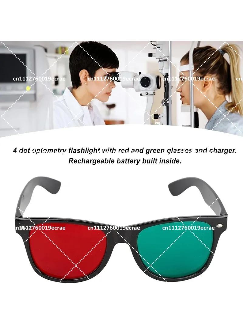 Ophthalmic Metal 4 Dot Test Light Red Green Glasses Torch Penlight Vision Tester
