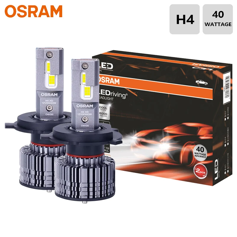 OSRAM Original H4 LEDriving XLZ 12V 40W LED Car Headlight Bulbs 6000K Cool White Super Bright Automotive Replacement Lamps Pair
