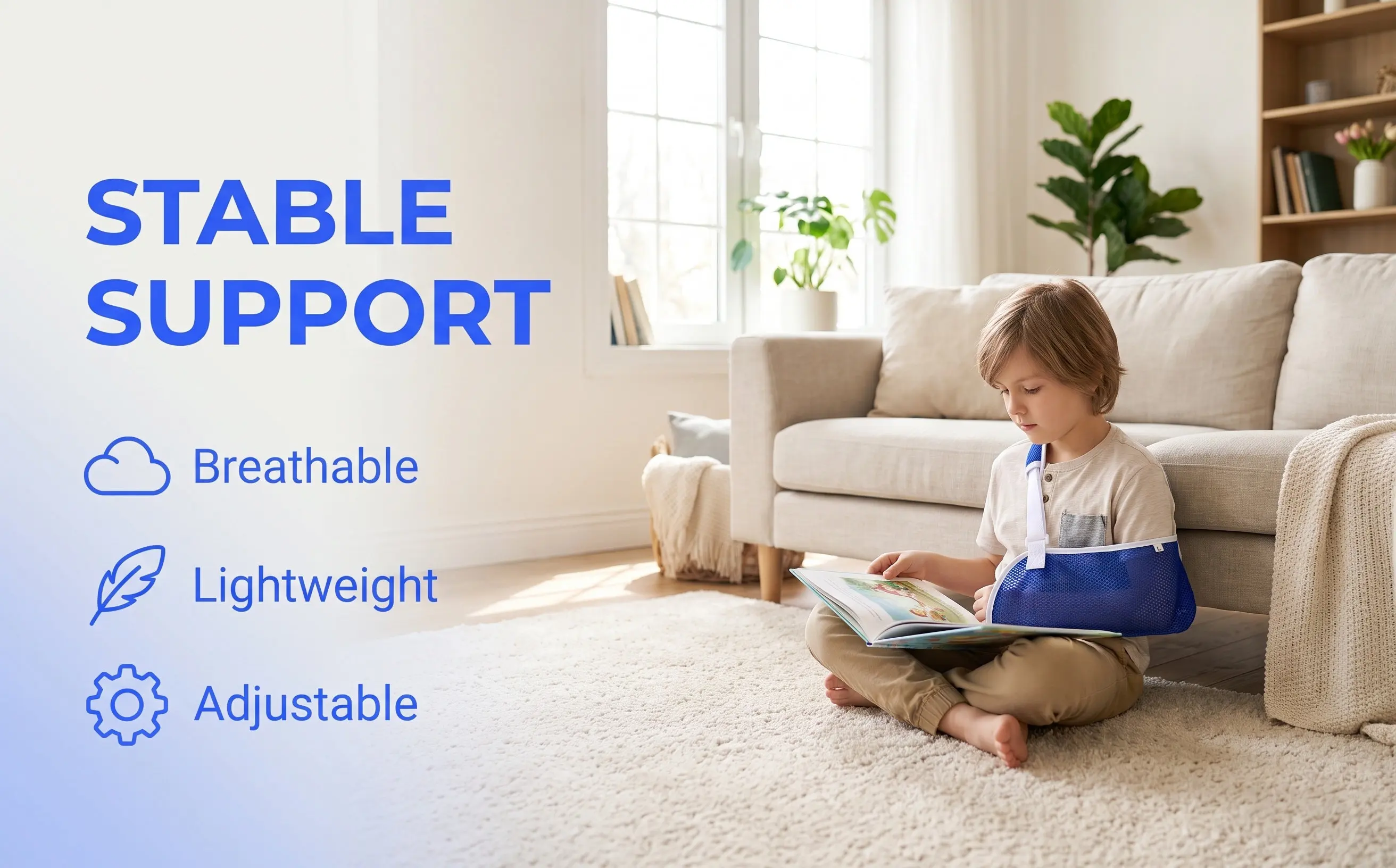 Kids Arm Sling Forearm Support Brace for Broken Fractured Arm Size L Adjustable Breathable Shoulder Immobilizer