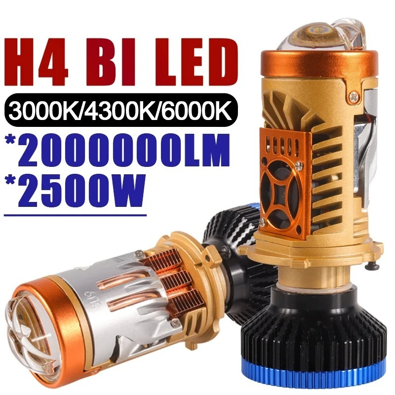 

Bi LED H4 Projector Lens High Low Beam Car Bulbs Canbus H4 LED Auto Motorcycle LED Lamps With Lens Turbo Perfect Cut-off Line