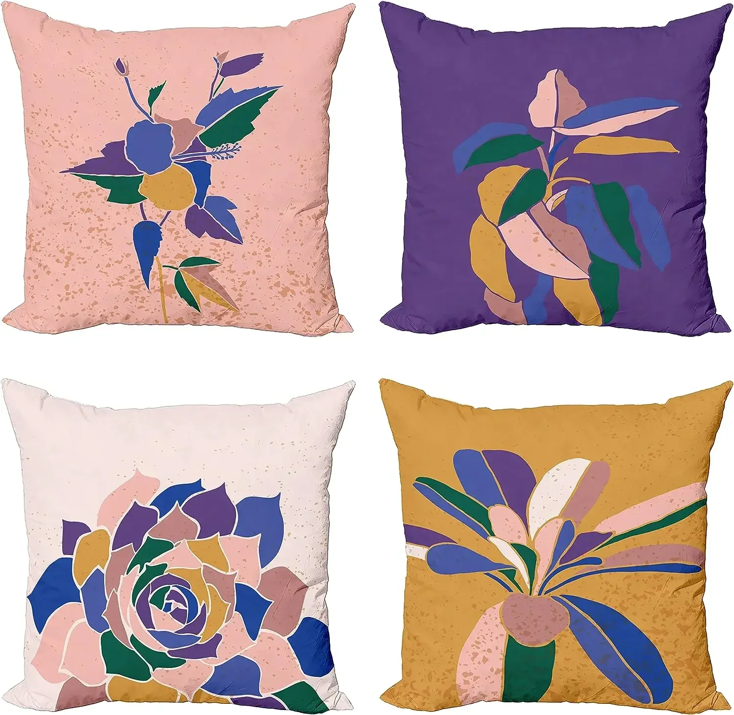 Flower pillow cushion cover blooming jungle petals abstract colors, modern digital printing 40x 40cm pillowcase home decoration