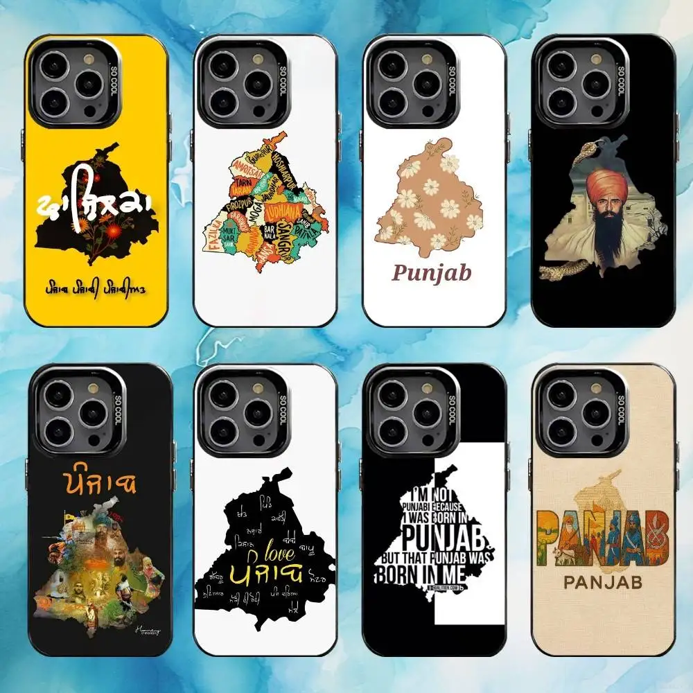 

Painting Punjab Map Phone Case For iPhone17,16,15,14,13,12,11 Plus,Pro Max Black Candy Matte Shockproof Cover